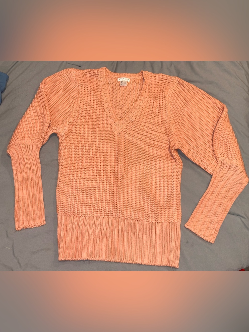 Women’s V-Neck Knit Sweater - salmon